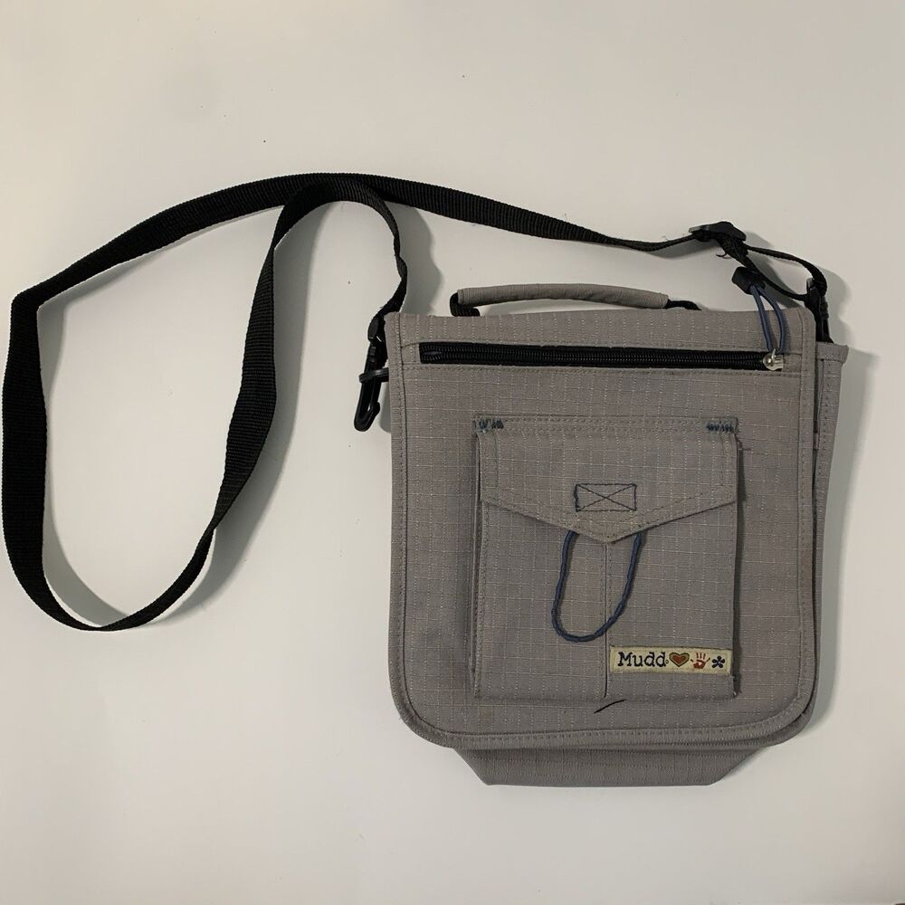 Mudd Crossbody Bag Purse Grey‎ Canvas Wallet Y2K 90s Preppy Clueless Mean Girls